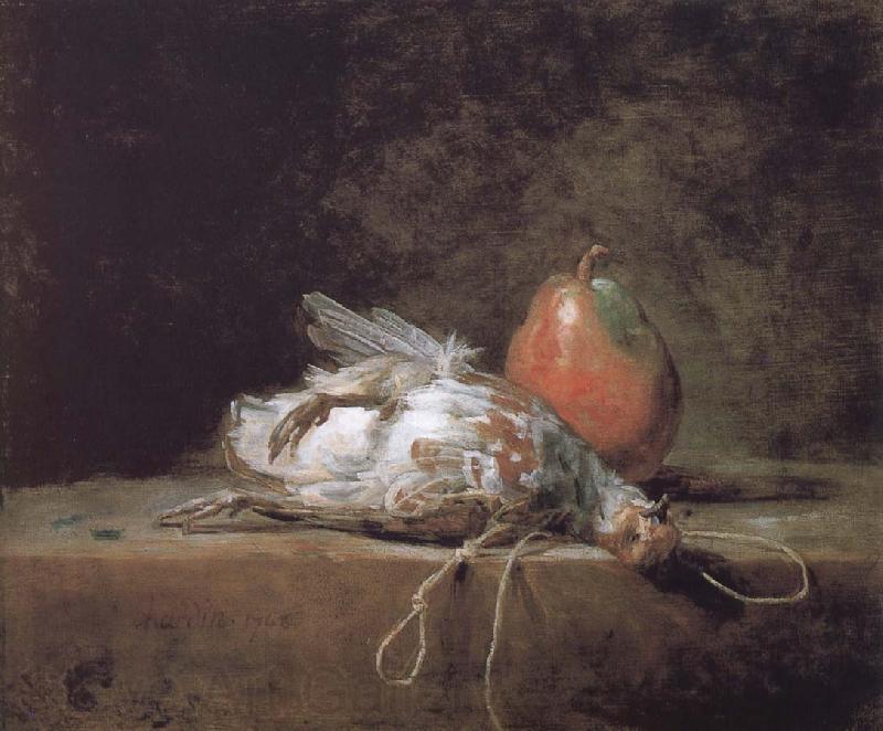 Jean Baptiste Simeon Chardin Gray partridge and a pear Norge oil painting art